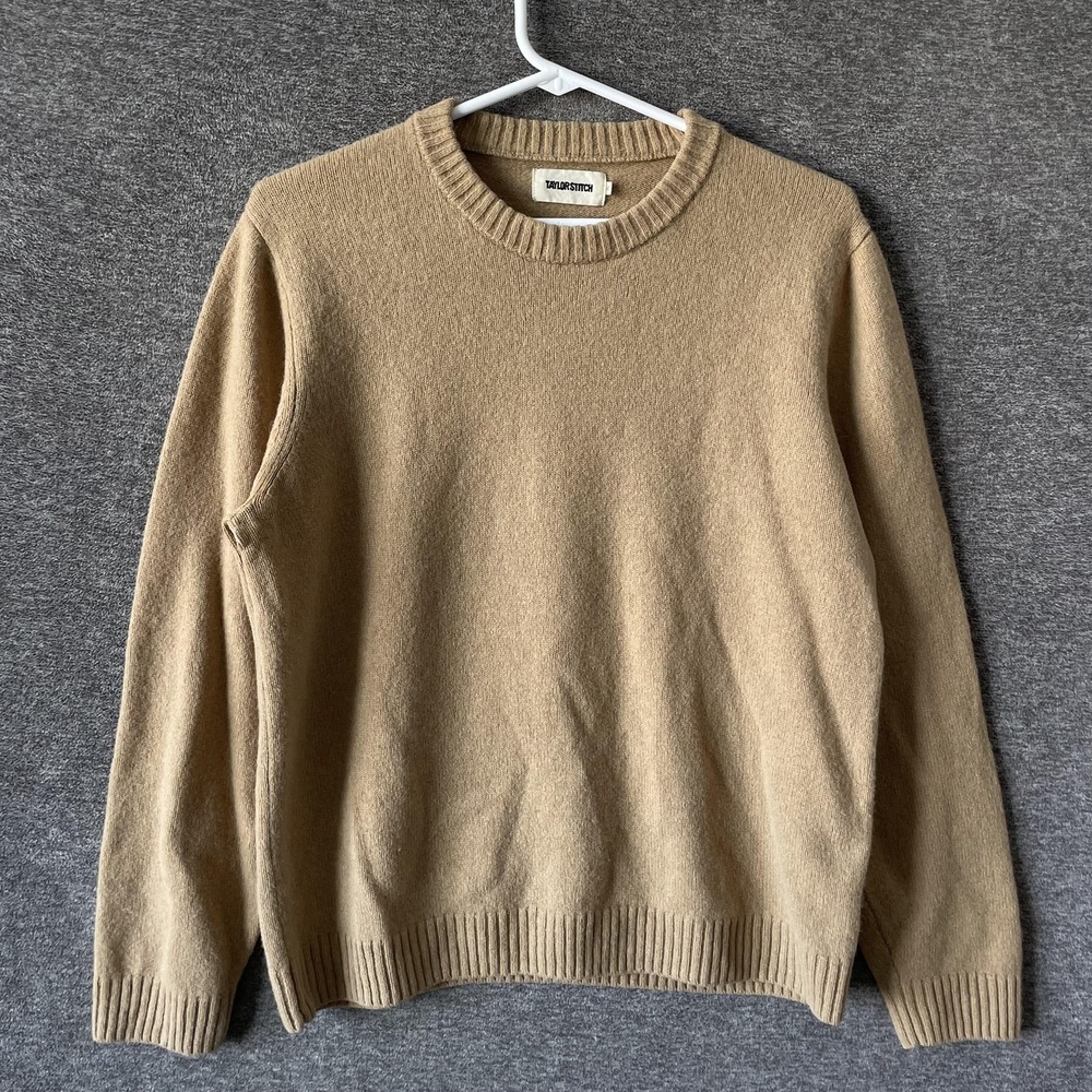 Taylor Stitch Sweater Mens Large Beige 100% Baby Yak Crewneck Knit Pullover